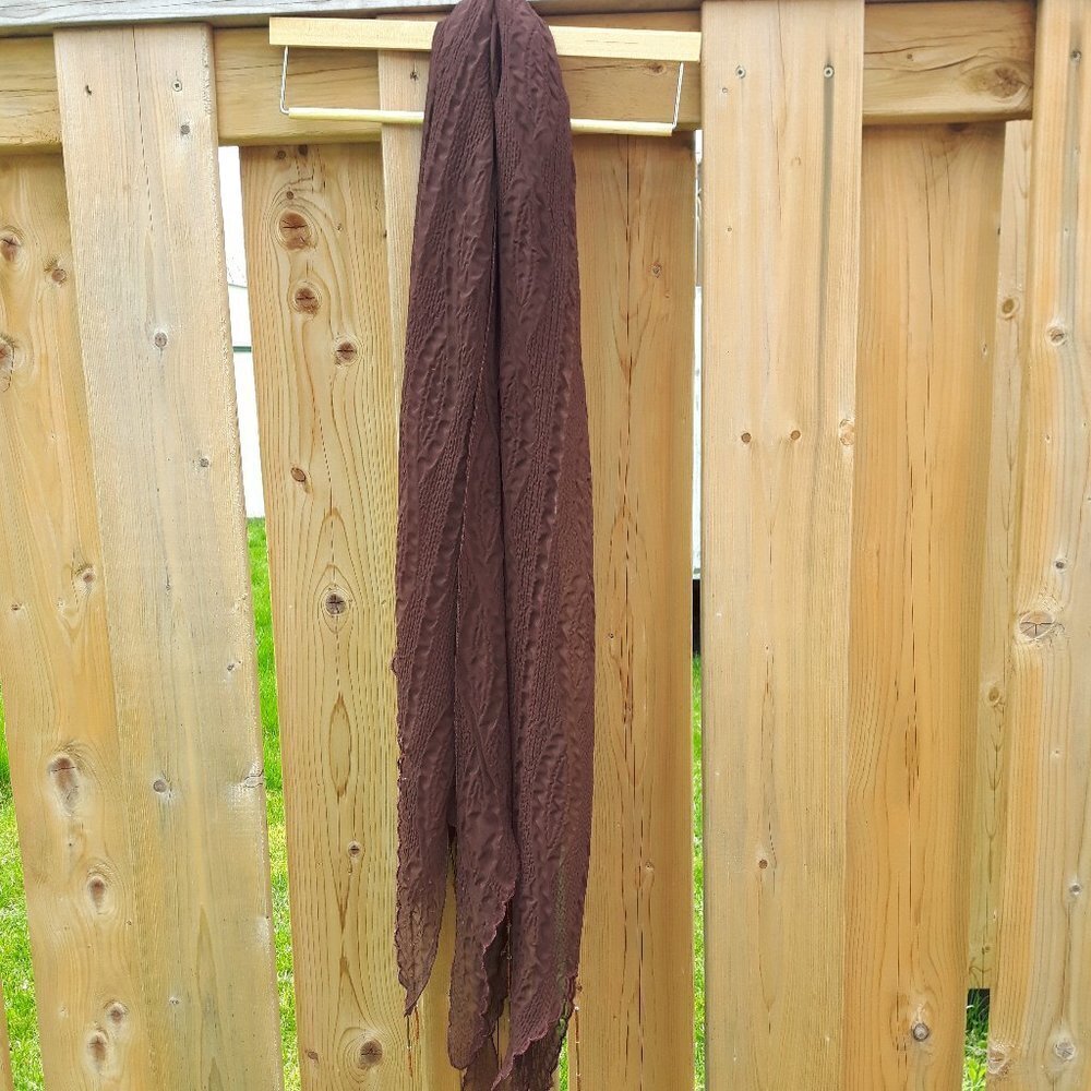 Lovely Textured Brown Scarf Beaded Scarf
